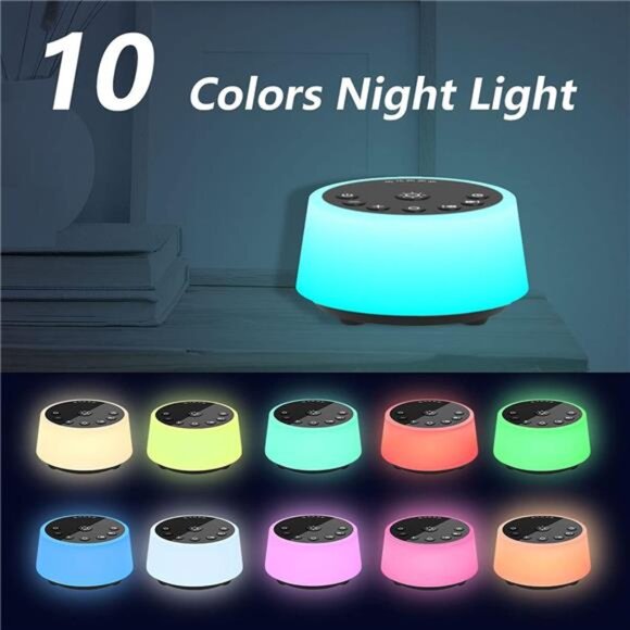 Color Noise Sound Machines with 10 Colors Night Light 25 Soothing Sounds - Picture 3 of 7